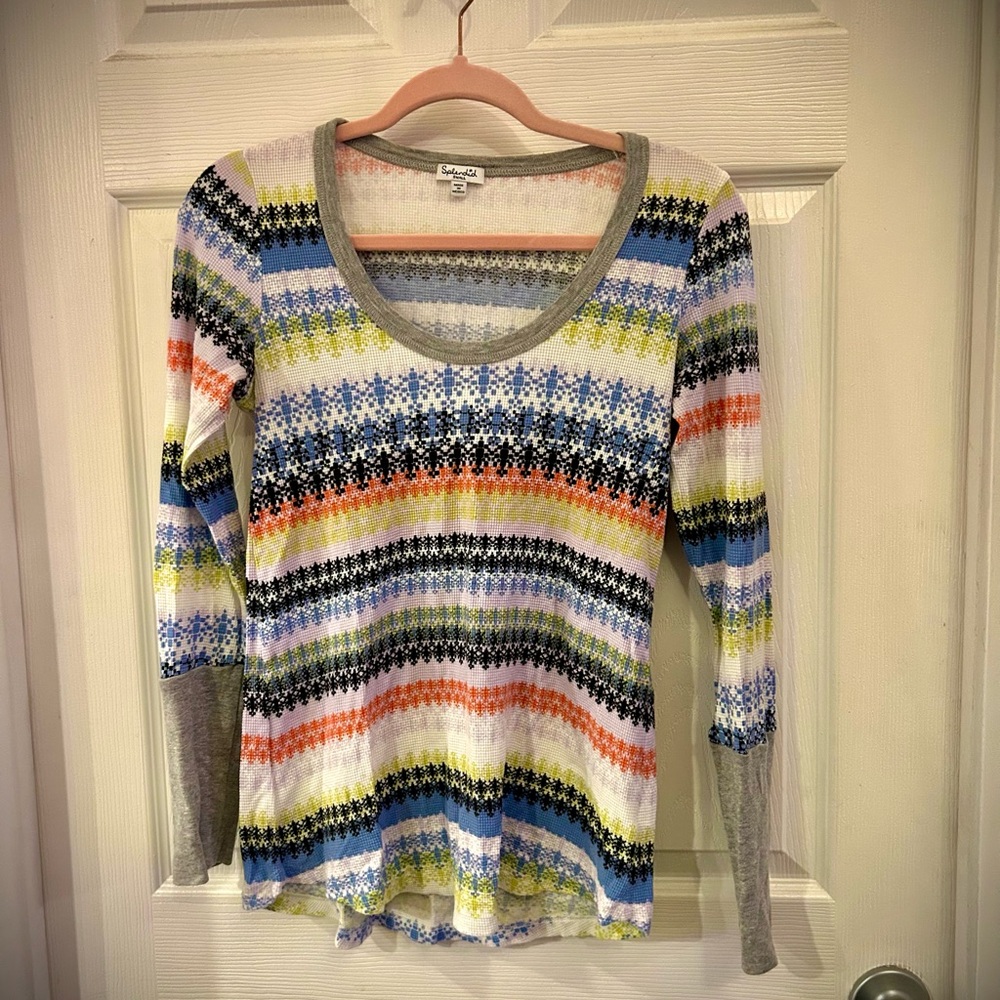 Splendid (Anthropologie) Gray and Pink Knit Top